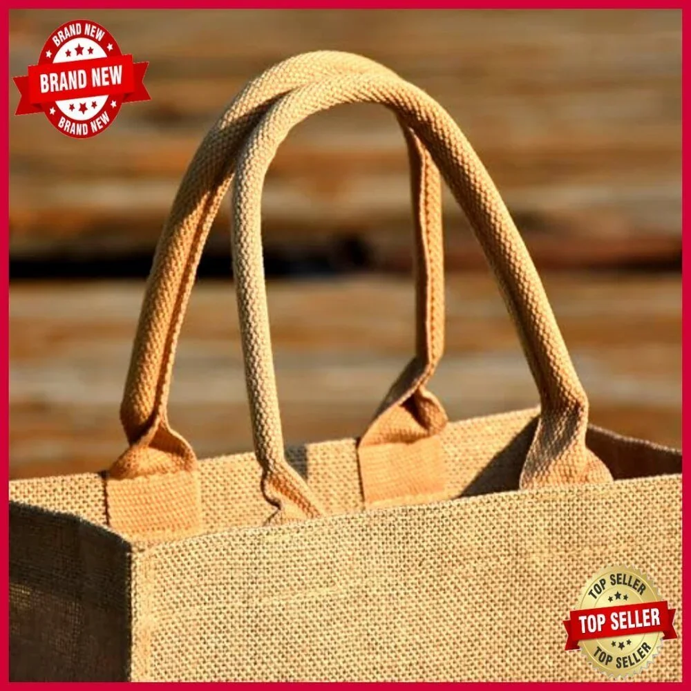 15 Pack Jute Tote Bags with Waterproof Liner, 11x13x6 Inches